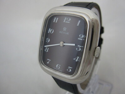 NOS NEW SWISS VINTAGE MECHANICAL HAND WINDING REVUE ANALOG MEN'S WATCH 1960'S