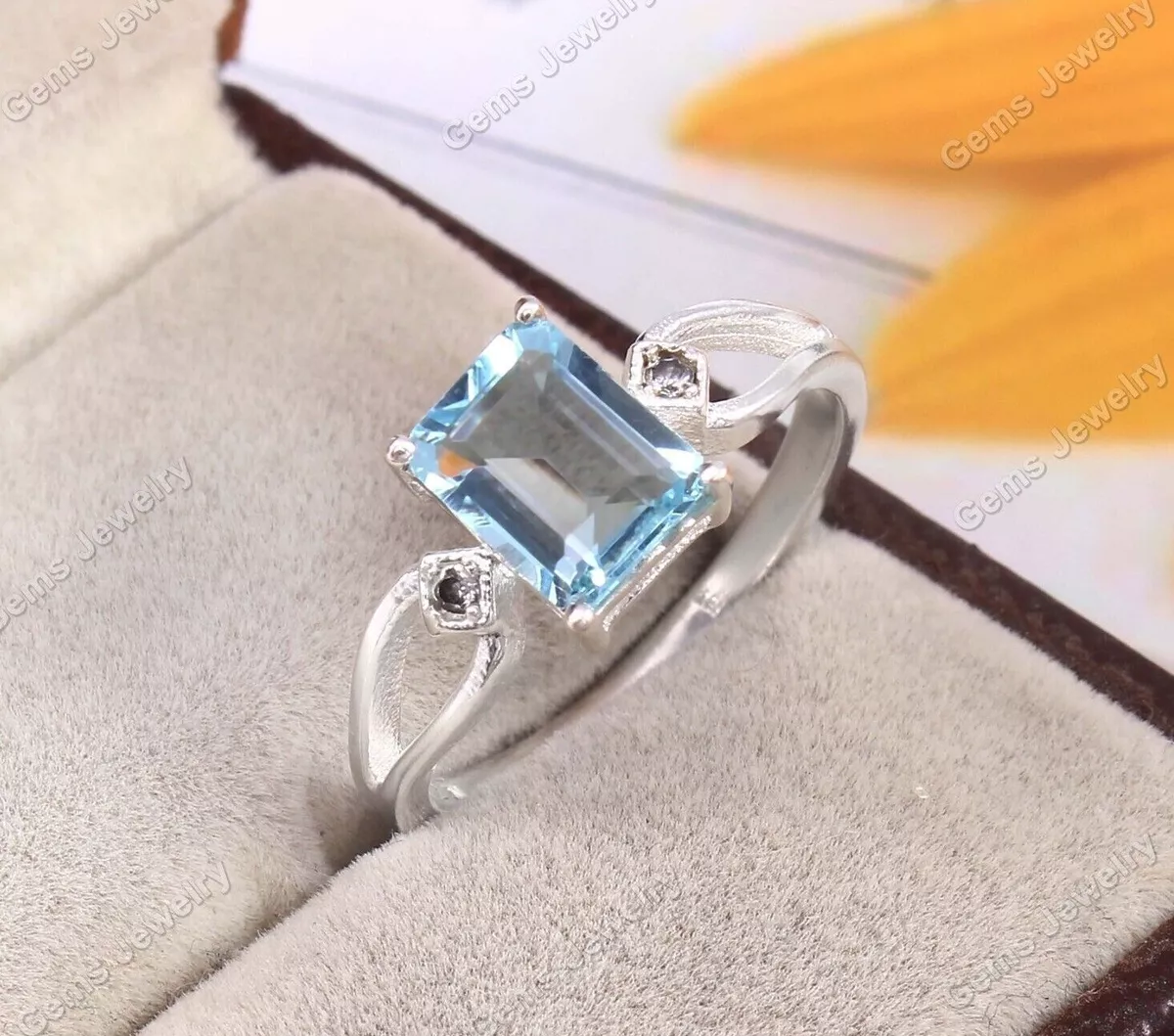 Aqua blue 2024 stone ring