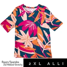 NWT - LuLaRoe - Alli Top - 2XL - Bright Tropical