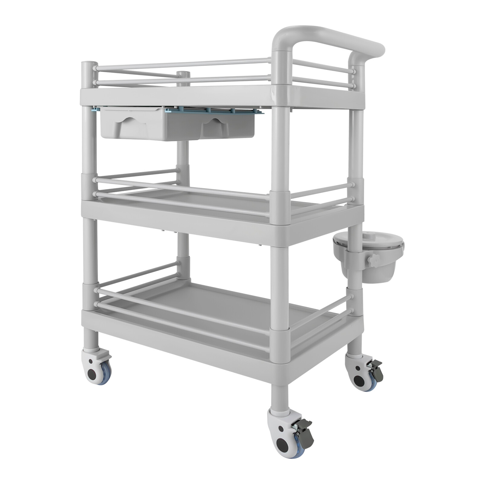 3-tier Beauty Salon Cart Beauty Instrument Cart Rolling Tool Cart with 4 Wheels