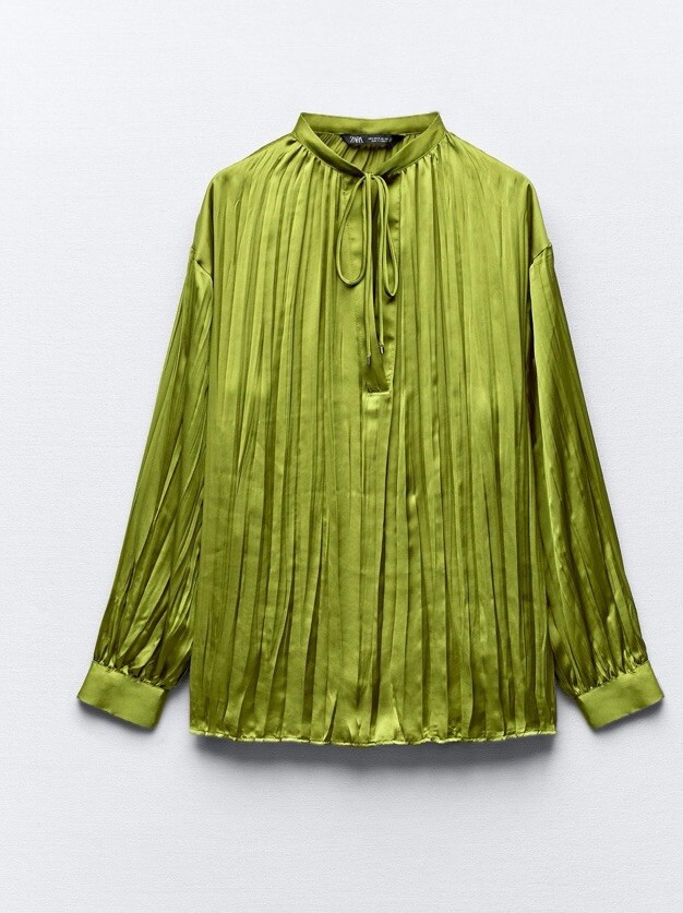 Zara CREASED-EFFECT SATIN BLOUSE UK