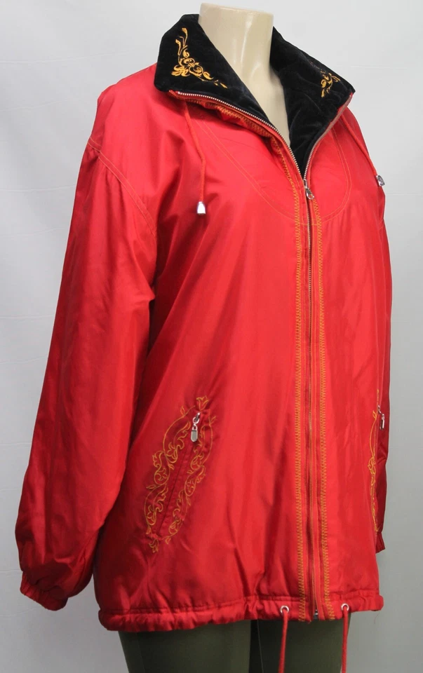 Vintage Fuda Sport Women's Jacket Long Sleeve Red Nylon Size M - Imagem 4 de 4