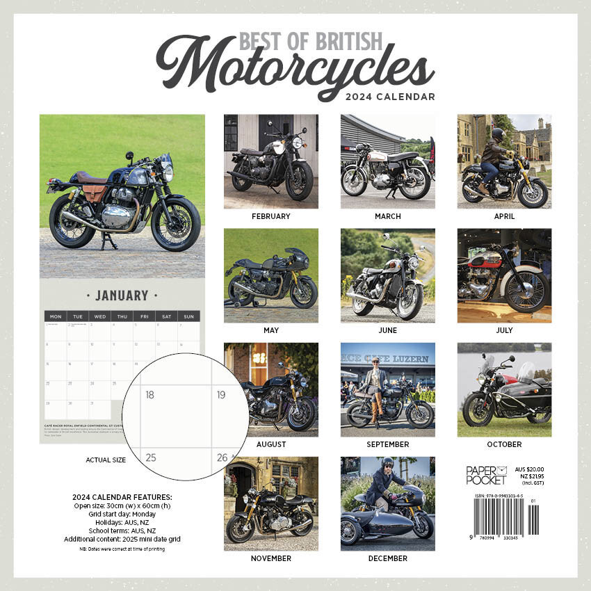 2024 Calendar Best Of British Motorcycles Square Wall by Paper Pocket 30cm  x | eBay