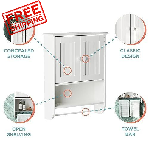 Zenna Home Cottage Bathroom Wall with 2 Shelves wall