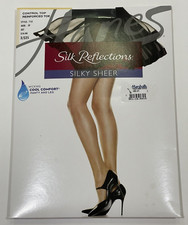 Hanes Women's Silk Reflections Control Top Reinforced Toe Pantyhose, JET SZ EF
