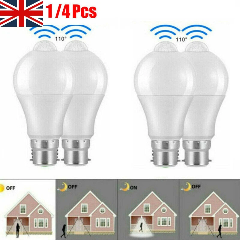 1/4X PIRS Motion Sensor E27 B22 LED Smart Bulb Globe Auto ON/OFF Energy Saving - Image 2 of 4