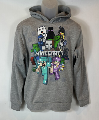 Minecraft Gray Hoodie Graphic Print Designed By Jinx Boy’s Size