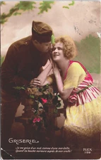 World War 1 Soldier With His Love & Romance RPPC B240