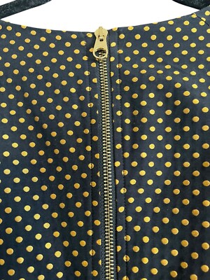 Ted Baker Black, Gold Polka Dot Short Sleeve Fit & Flare Dress, Size 0 |  eBay