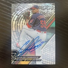 2017 Topps High Tek Carlos Carrasco Blue On Card Auto #HT-CC Indians 