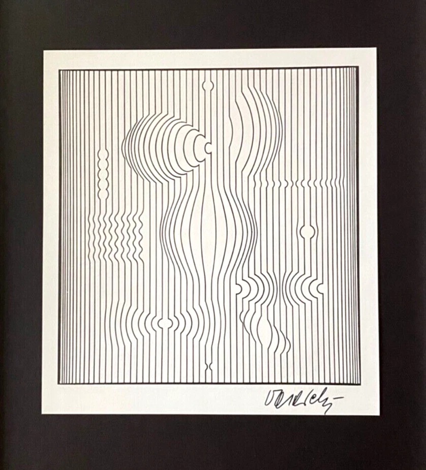   🔥IMPRESSÃO VITOR VASARELY DE 1970 ASSINADA GEOMÉTRICA ABSTRATA NOVA MOLDURA 14x11 polegadas - Imagem 2 de 4