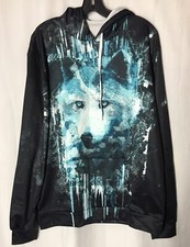 Colorful Wolf Print Hoodie Unbranded Large Men Long Sleeve Multicolor NWOT