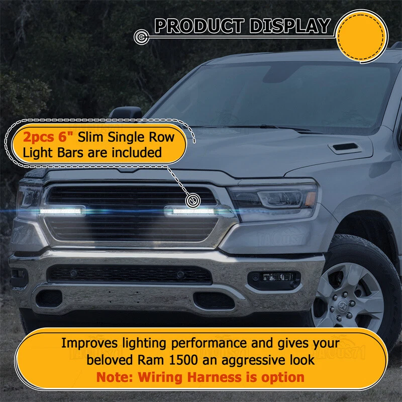 Kit de montaje de rejilla de barra de luz LED doble de 6" para 2019-2020 2021 2022 23 24 Ram 1500 Foto 4 de 4