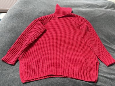 Lands' End Pullover kirschrot Rollkragen Baumwolle