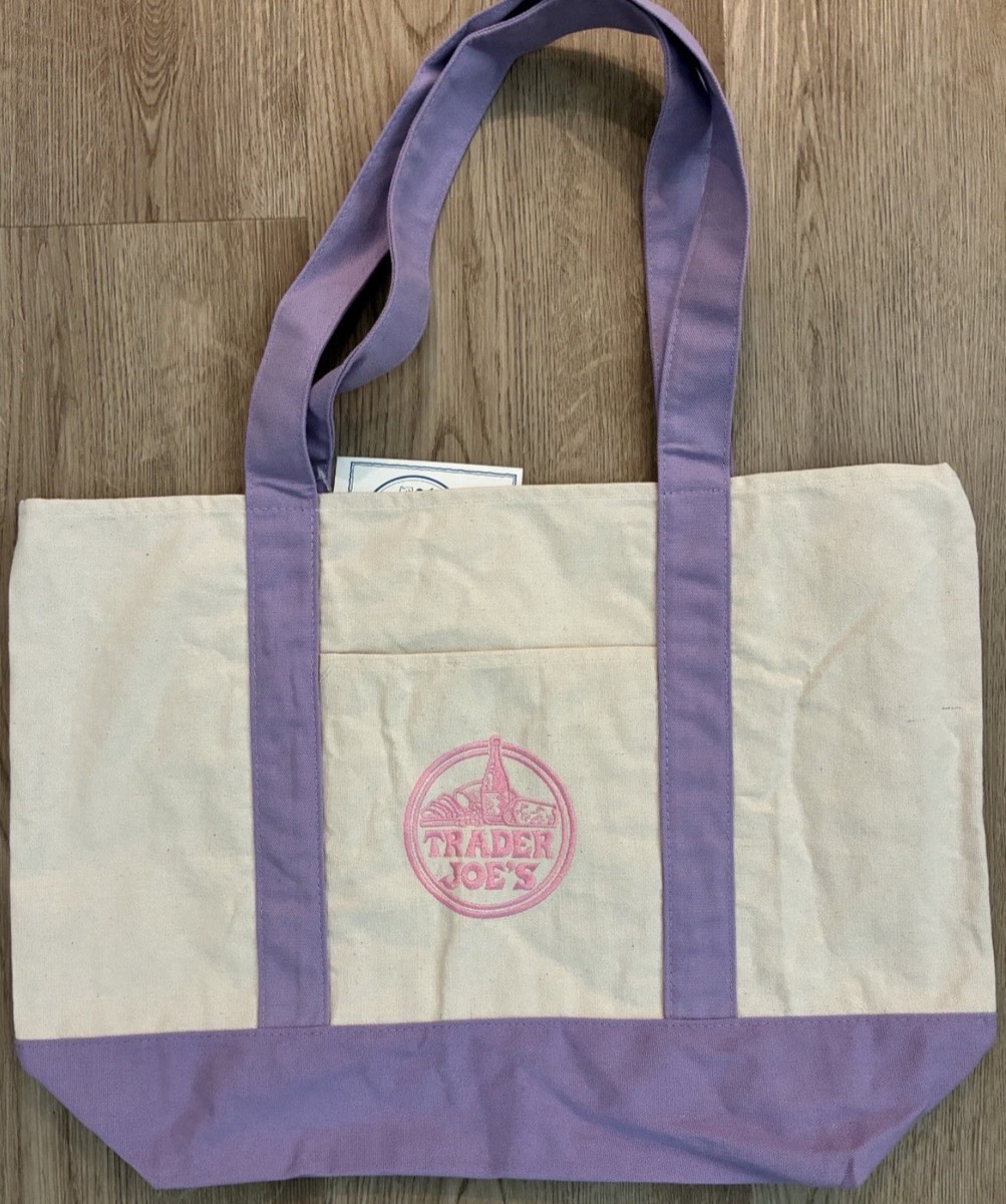 1) NEW LARGE Lavender Trader Joe's 💜 Canvas Tote Bag - SHIPS FAST