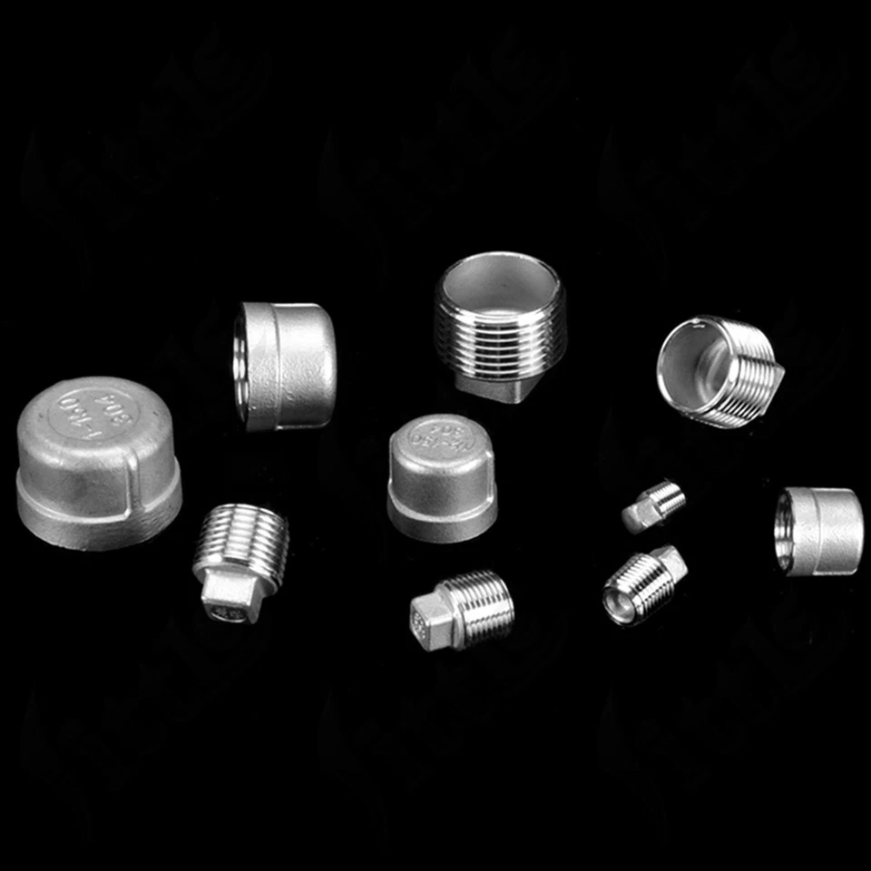 304 Stainless Steel Thread Plug Pipe Fitting Round Cap Square Head Plugs 1/4"-4" - Image 4 of 4