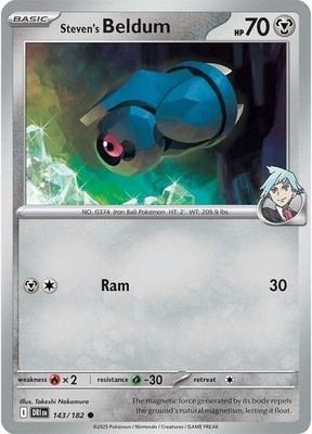 Steven's Beldum - 143/182 - Common - Reverse Holo - Near Mint
