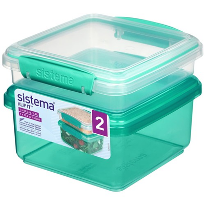 #ad Sistema Klip It Lunch Plus with Sandwich Plastic Food Storage Containers $11.48