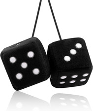 Fuzzy Dice Car Hanging Ornament Plush Retro Rear View Mirror Accessories Black