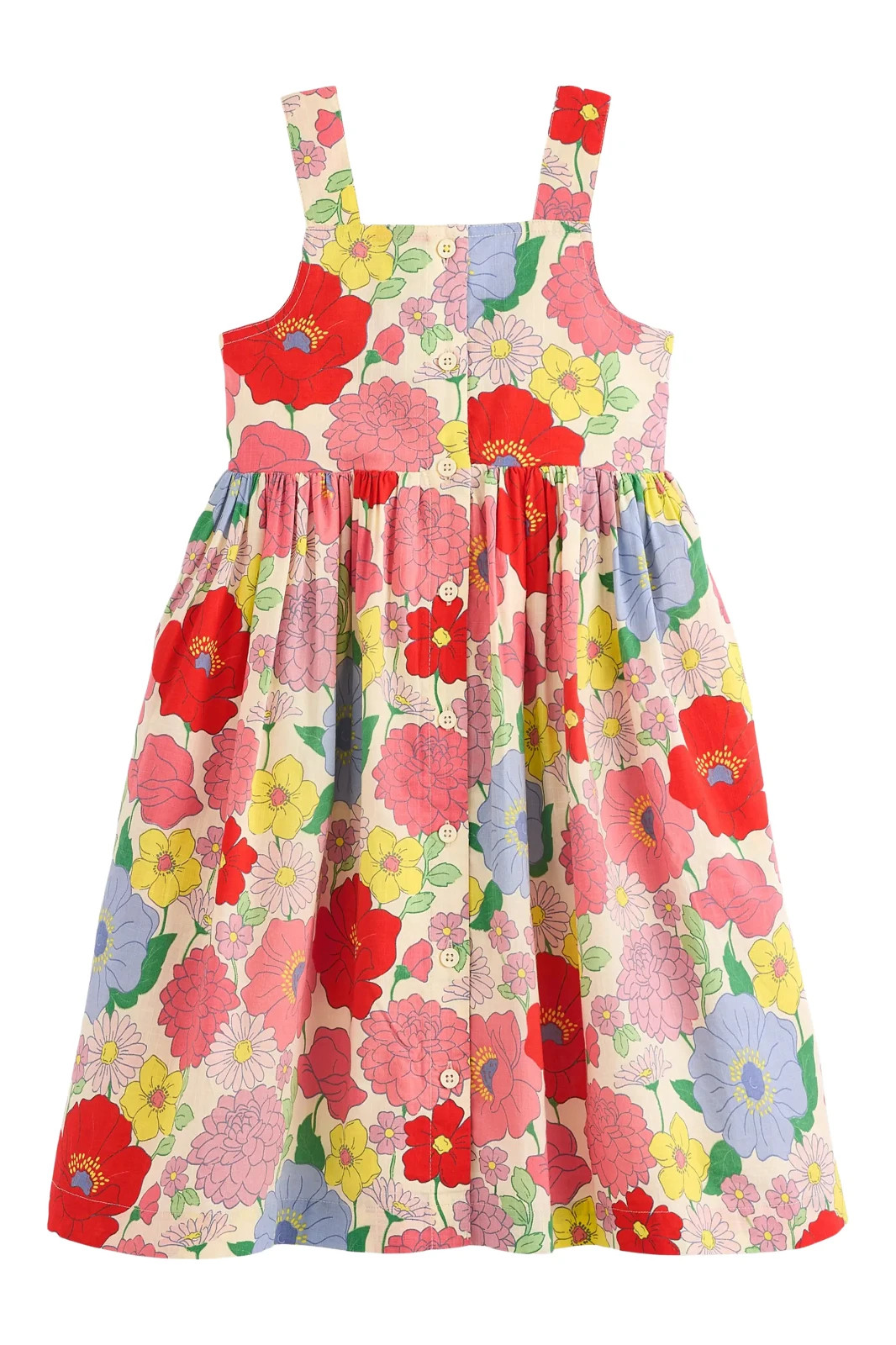Mini Boden Kids' Remy Floral Button-Up Cotton Sundress | 7-8Y | Navy