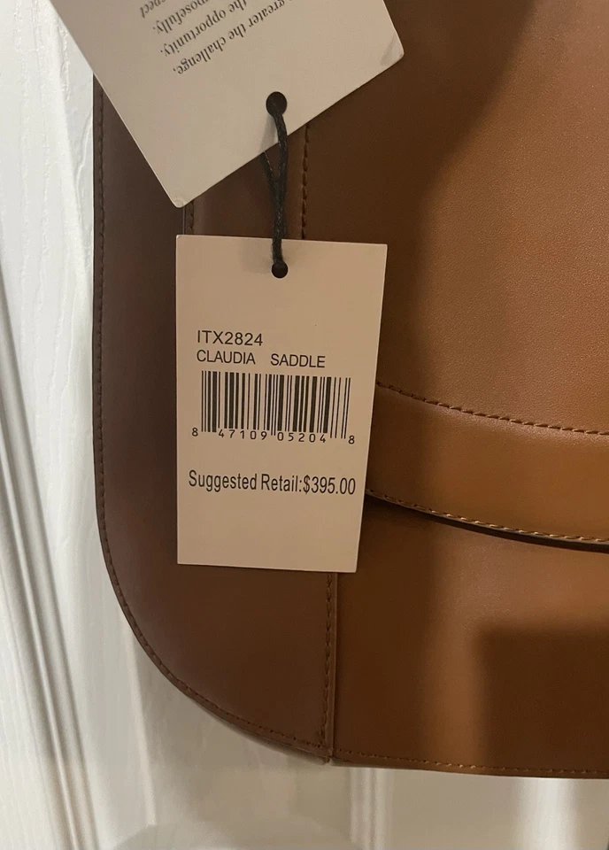 Bolso de Mano Ivanka Trump Cuero Claudia Tostado Estilo Alforja NUEVO $395 Foto 3 de 4