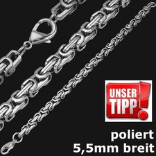 Edelstahl Königskette 5,5 mm 45-70 cm Armband 19-21 Herren Damen Kinder Schmuck