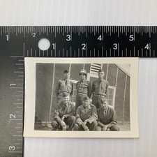 WWII Era Soldiers Military Group Portrait Snapshot Photograph 1940s