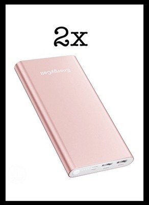 TWO (2) EnergyCell 4GS Portable Charger 12000mAh Fast Charging Power Bank - Pink