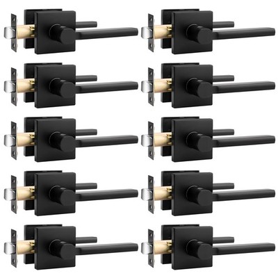 Probrico Interior Passage Door Handles, 10 Pack Matte Black 