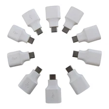 Google USB A to USB C Data Transfer Adapter Converter White - (10Pack)