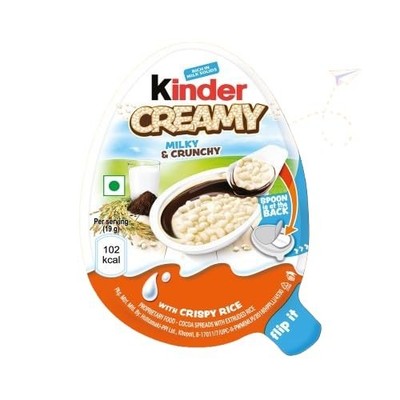 Kinder Creamy Pack of 24 Milky and Cocoa Chocolate with Extruded Rice, 456 g