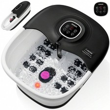 Collapsible Foot Spa Bath Massager w/ Heat Bubble Remote 16 Rollers Pedicure Tub