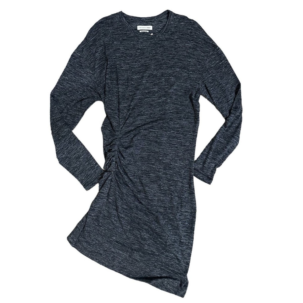 Isabel Marant Etoile Mini Dress Gray Jersey Knit Ruched Long Sleeve New size 10 View 5