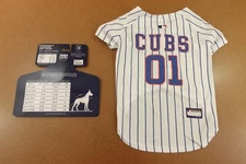 Chicago Cubs Pets First Size Large (up to 40lbs) White Stripe MLB Dog Jersey NWT