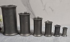 Série de 6 Mesures en Étain Ancienne Art Populaire Outil Balance
