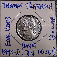 1998-D Thomas Jefferson Nickel (#TJN-000001)UNCIRCULATED(UNC)BUSINESS STRIKE(BU)