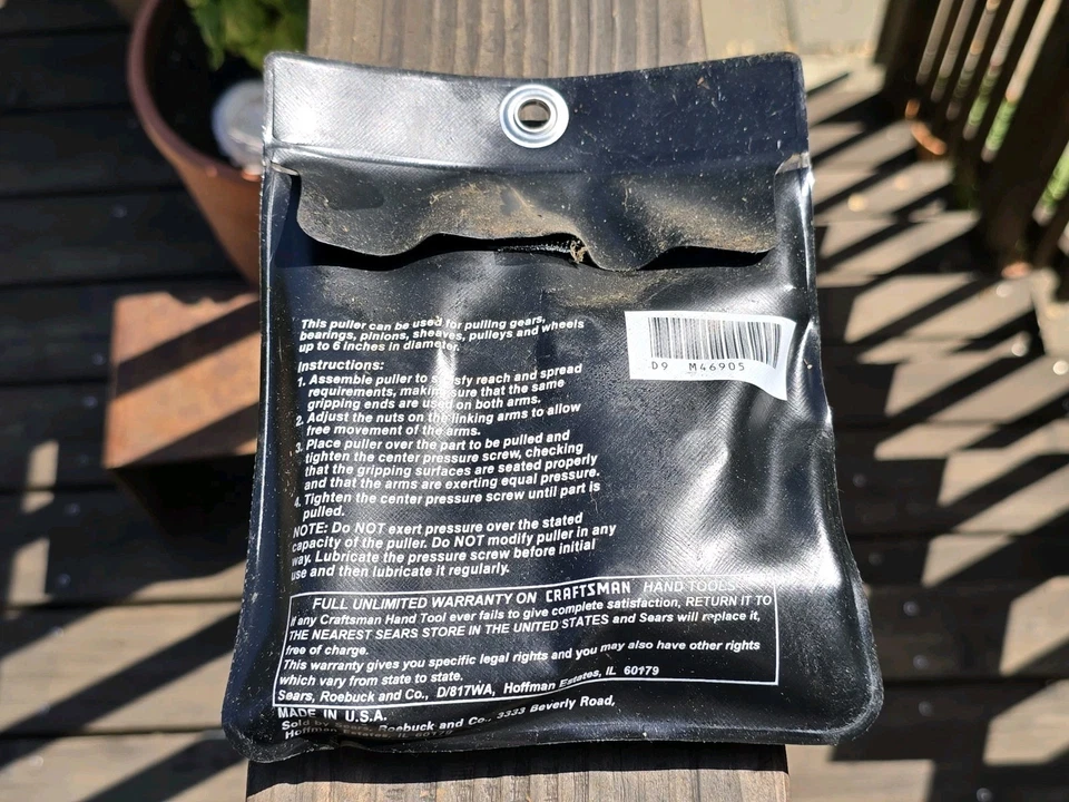 Sears Craftsman Nos 2-Arm Gear Puller 6" Capacity 46905 WF Made in USA - Image 4 of 4
