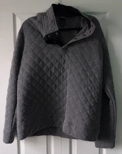used Men's L Large J America Quilted Pullover Gray great condition