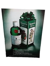 1974 Tanqueray Gin Print Ad Special Dry Christmas Edition Vintage Liquor Ad