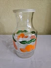 Vtg Anchor Hocking Clear Glass Orange Juice Carafe Pitcher Jug Design Oranges