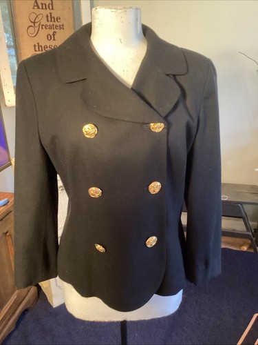 Pendleton 100% Schurwolle Blazer Sakko Gr. 10 schwarz zweireihig Goldknopf - Bild 3 von 11