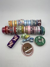 lot of 47 used and new spools - craft ribbon various size color's themes