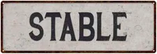 Stable Vintage Look Reproduction Black on White Metal Sign 106180023003