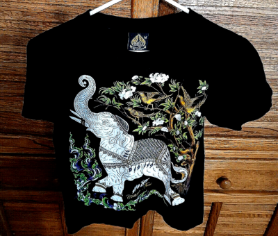 My Dream Thailand Adult Medium Elephant Shirt Raised Textured