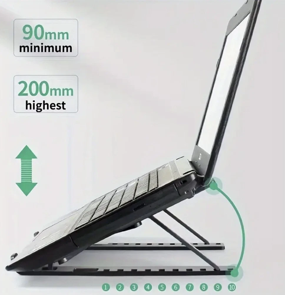 Laptop Stand for Desk Adjustable Laptop Riser ABS+Silicone Foldable Portable ...