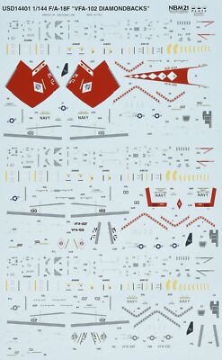 Platz 1/144 U.S. Navy F/A-18F Super Hornet VFA-102 Diamondbacks Decal USD144-01