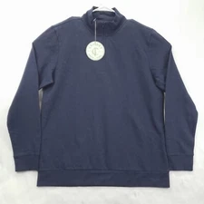NEW Criquet Sweater Fleece Mens XL Blue Knit Long Sleeve Mock Neck 1/4 Zip Golf
