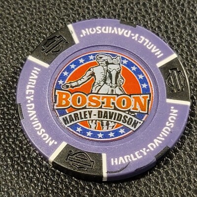 BOSTON HD - MASSACHUSETTS (Purple/Black Full Color Dsgn2) Harley Poker Chip