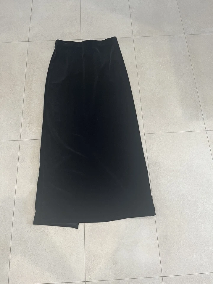 Falda Mujer-MAX STUDIO-terciopelo Negro Elástico Pull-on Larga-Pequeña Foto 3 de 4