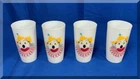 SET OF 4 VINTAGE 1950S MID CENTURY MODERN HAZEL ATLAS MILK GLASS CLOWN TUMBLERS